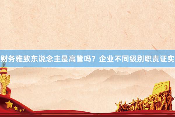 财务雅致东说念主是高管吗？企业不同级别职责证实
