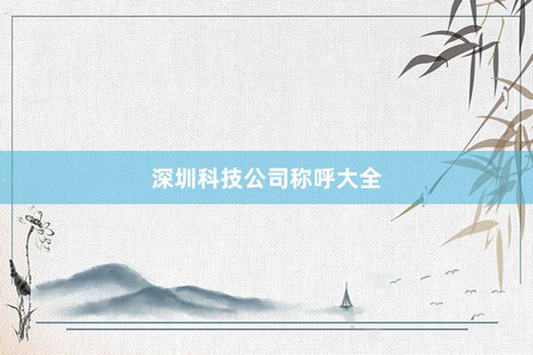 深圳科技公司称呼大全